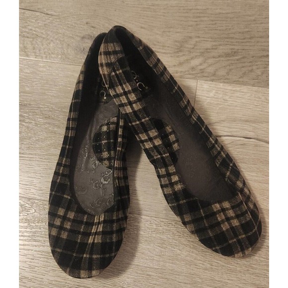 BOC Plaid Ballet Flats Fabric Slip On Women's shoes size 8.5 - Picture 1 of 14
